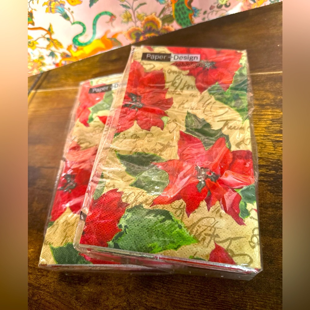 Paper Design GmbH Poinsettias  Christmas Paper Napkins 2 Pack 15 Count 13x15 3/4